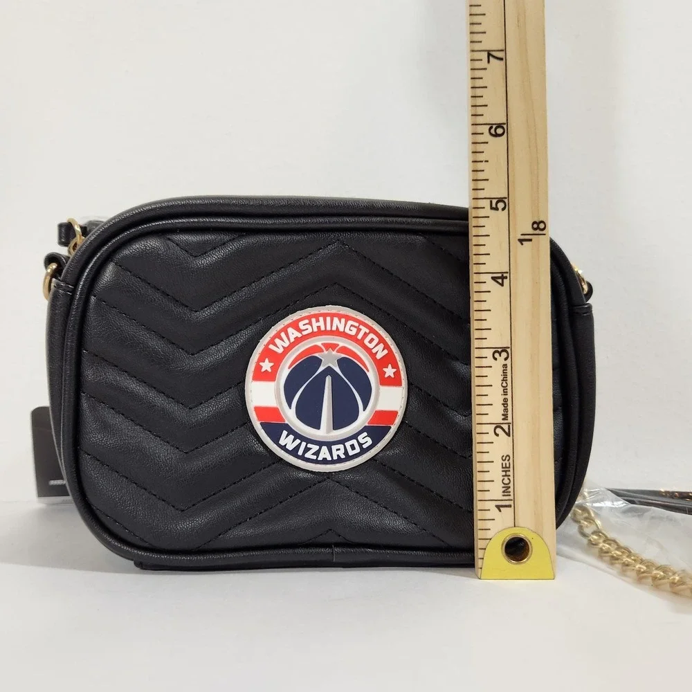 FISLL NBA Washington Wizards Crossbody Bag Black Quilted Gold Chain Purse NWT